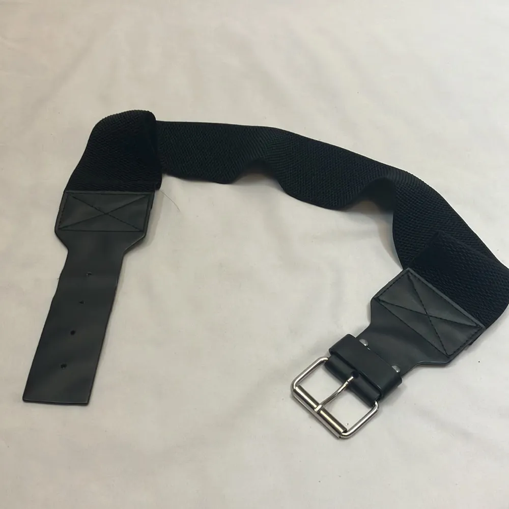 Black wide fabric and leather belt - Image 4