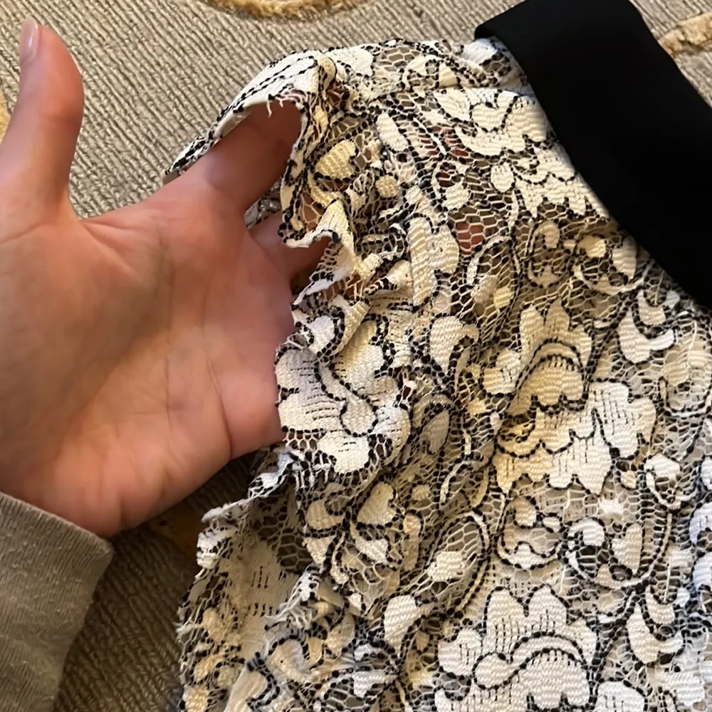 Zara | Black White Lace Collared Top XS - Image 3