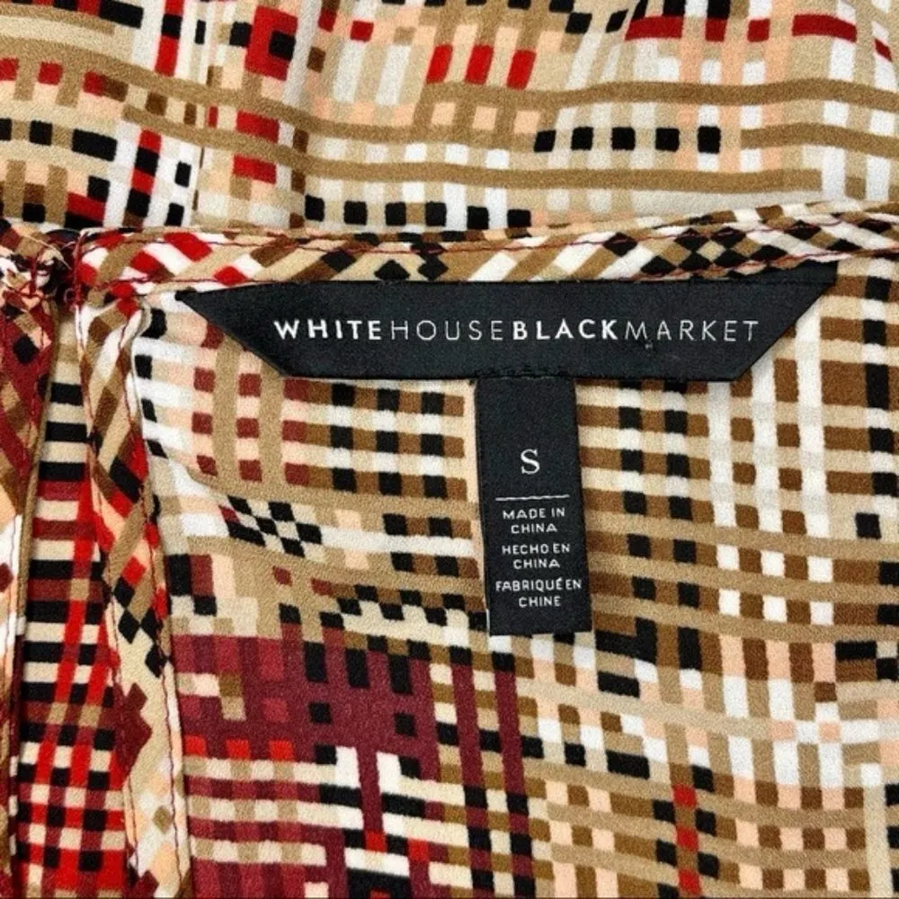 White House Black Market Red Ruffle Printed Sleeveless Tunic Top Small - Image 13