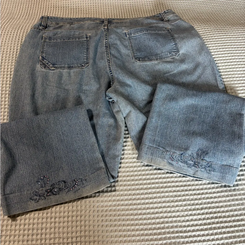 Bill Blass Light Blue Stretch Straight Leg Bedazzled Jeans - Image 6