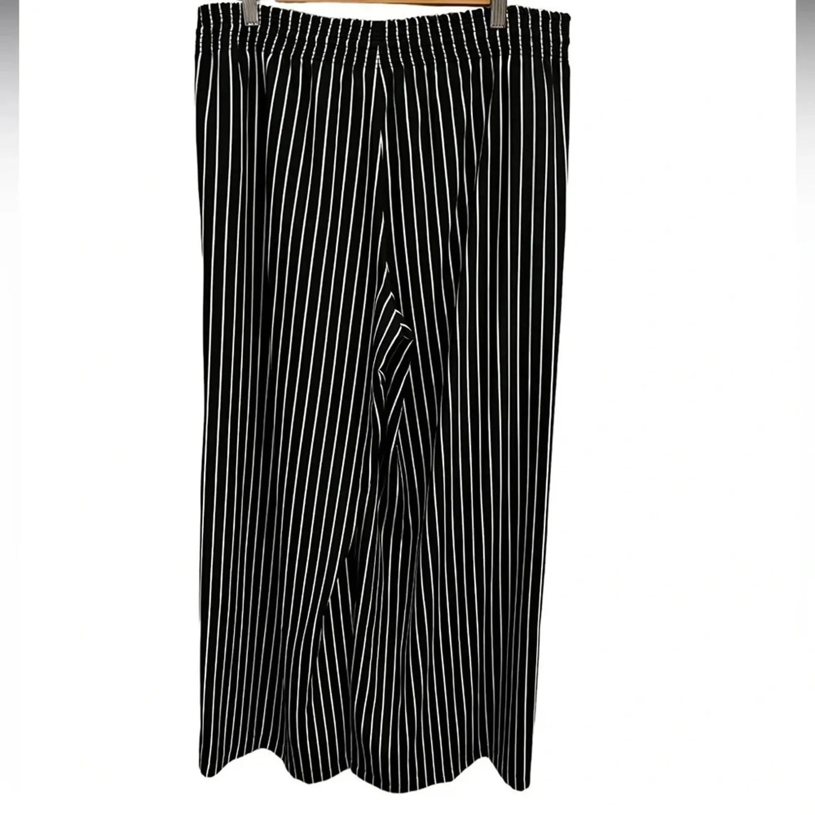 POLO RALPH LAUREN: Black/White Striped, Straight Leg Pants, Size L - Image 3