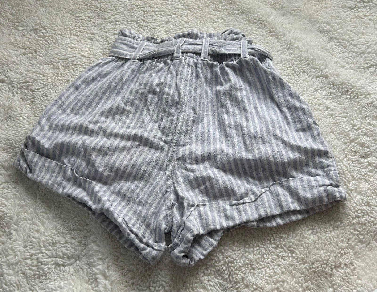 Abercrombie & Fitch Linen / Cotton Paperboy Stripped Shorts‎ White/ Blue Sz M Size M - Image 2