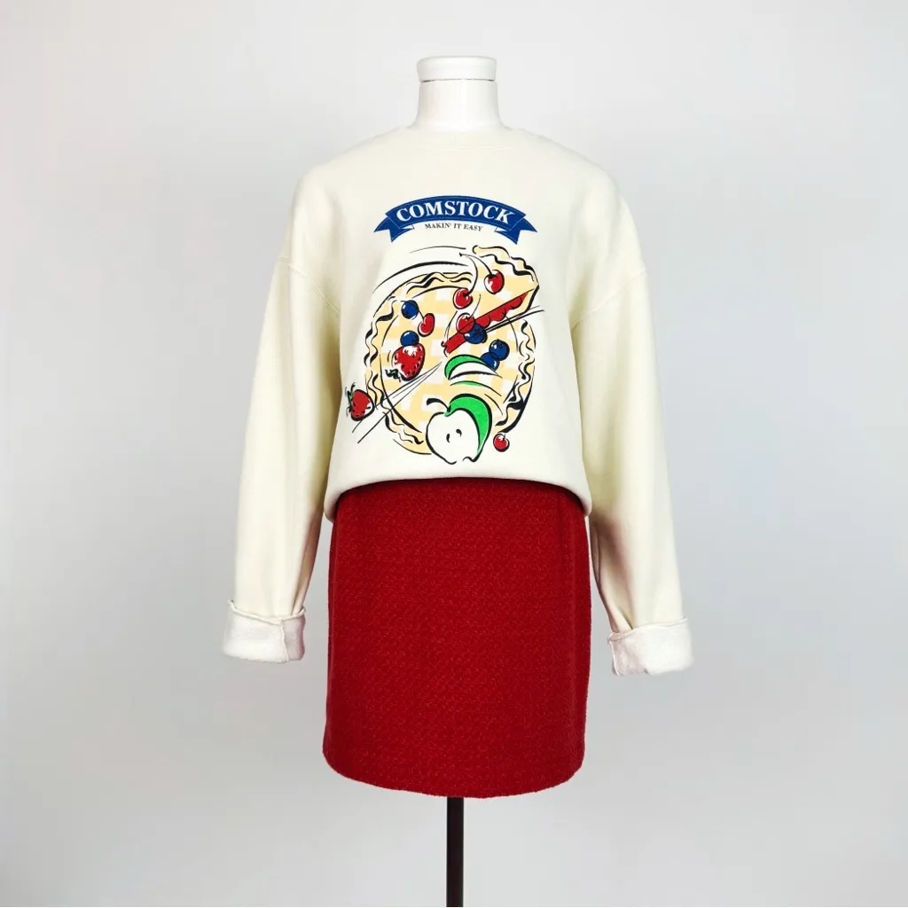Vintage 90’s Graphic Crewneck Sweatshirt in Ivory | Size M White Size M - Image 2