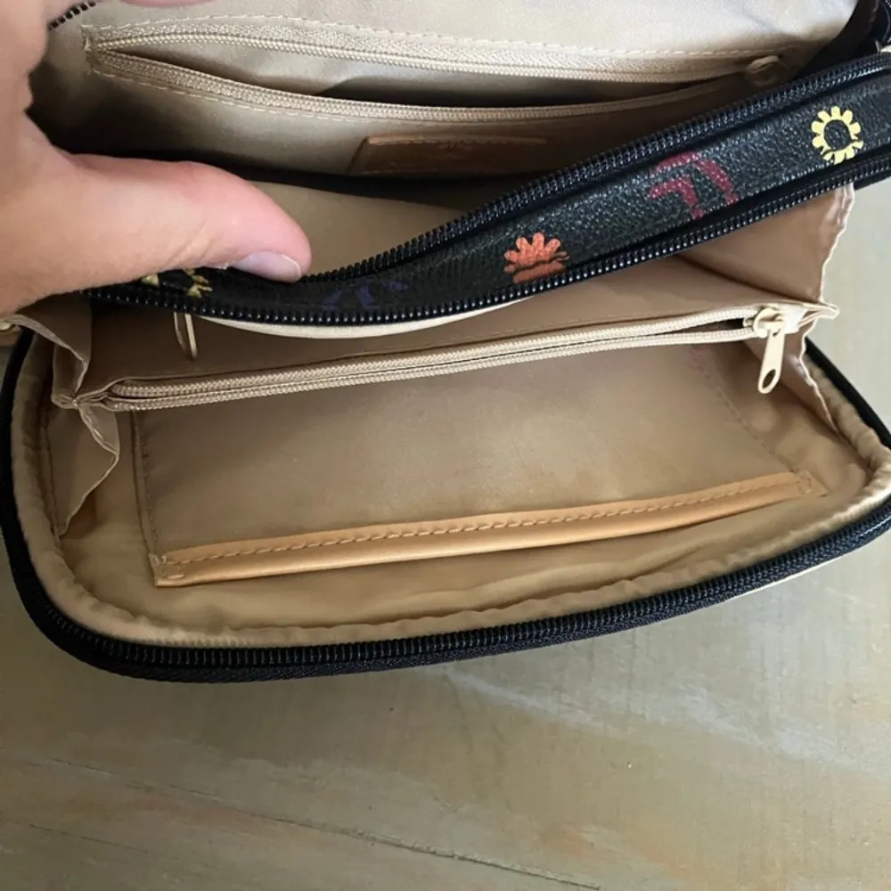 Black Crossbody Bag with Tan Strap - Image 2