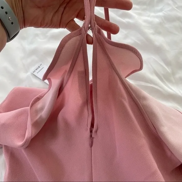 NWT‎ BCBGeneration Asymmetrical Ruffle Halter Mini Dress Pink Rose Size 2 - Image 5