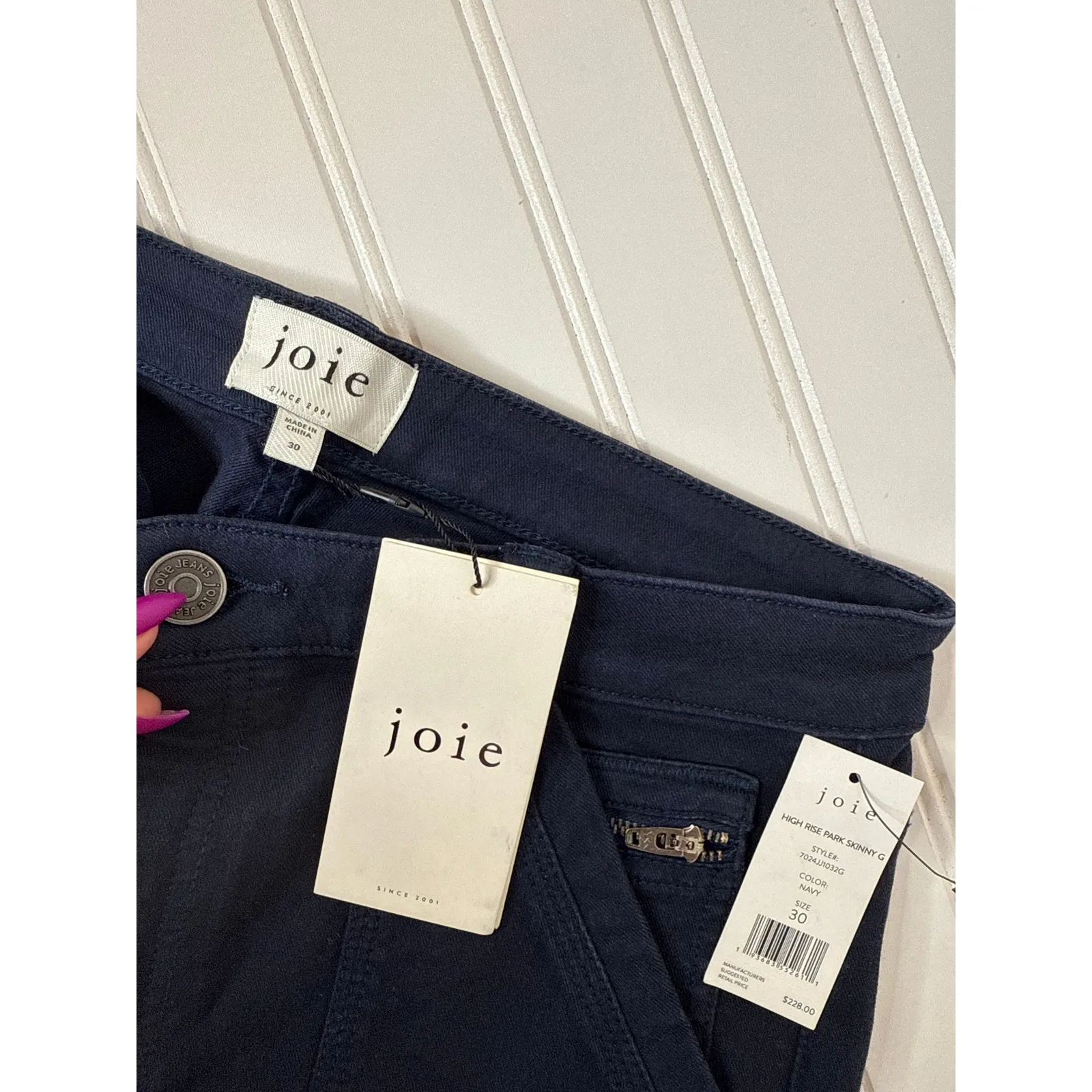NWT Joie High Rise Park Skinny Jeans Navy Blue Stretch Cropped Womens Size 30 - Image 4