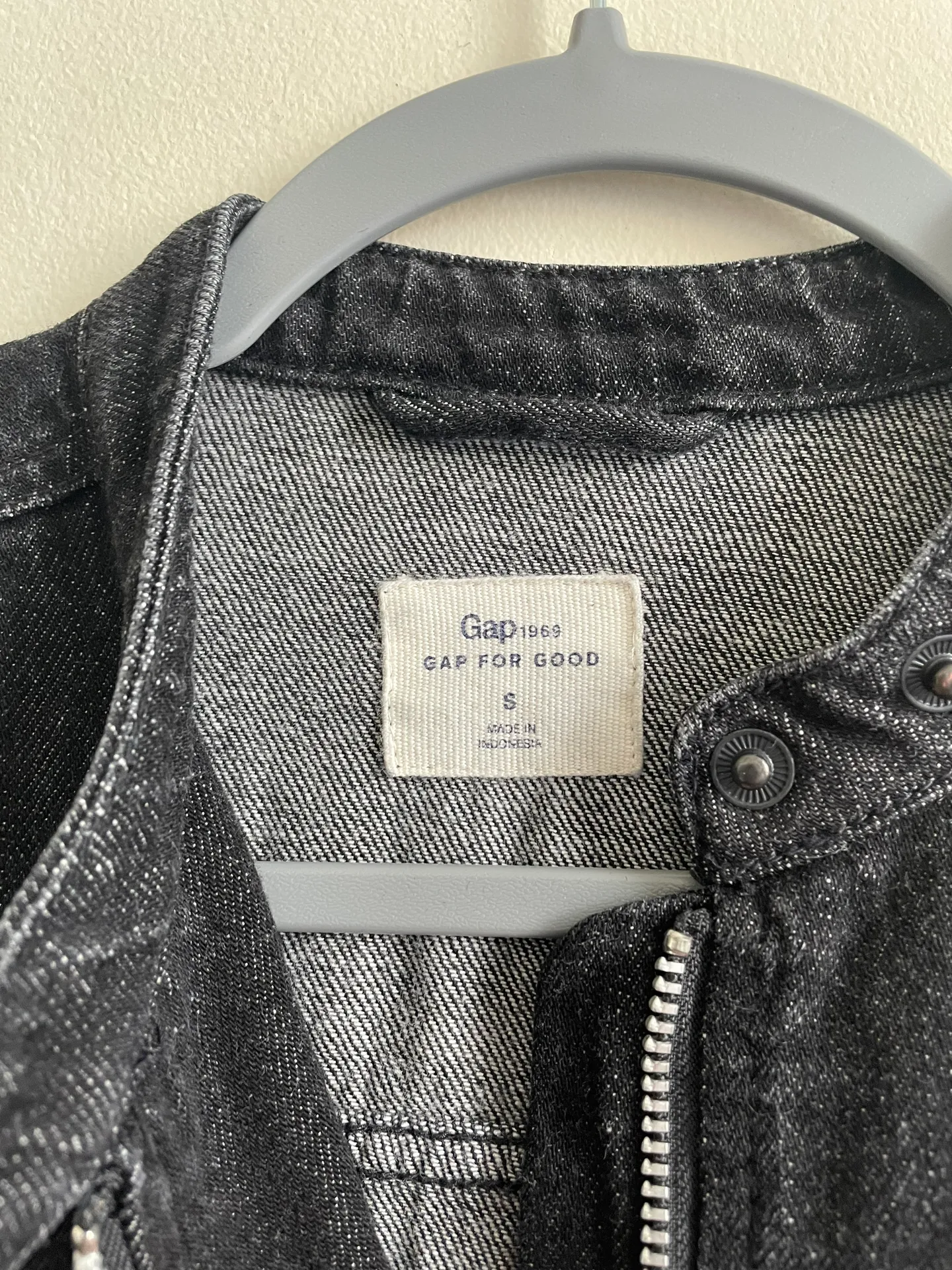 For Good Denim Jacket Washed Black Lace Up Moto Details Size Small - Image 9