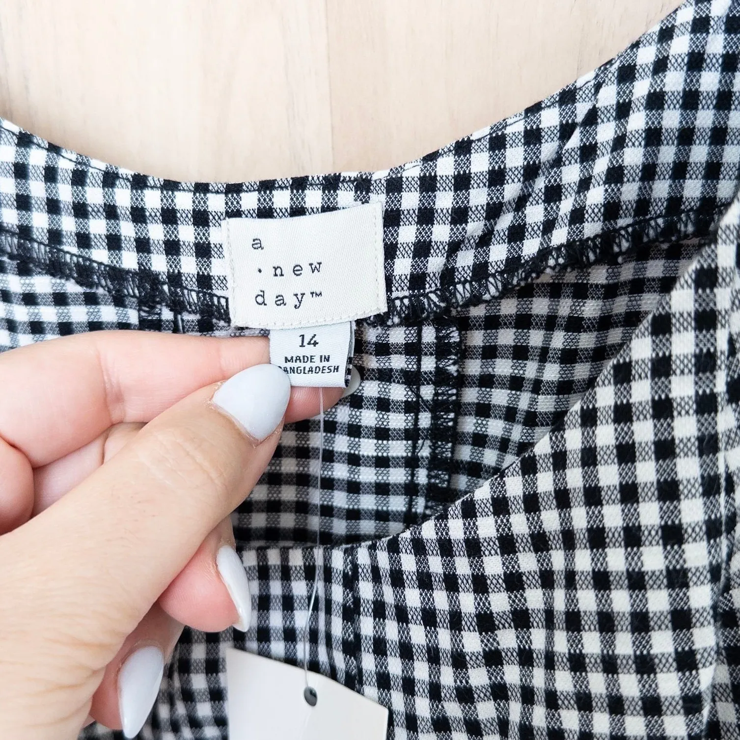 Womens Gingham Midi Dress Size 14 Black White Cottage Retro Romantic Preppy - Image 9