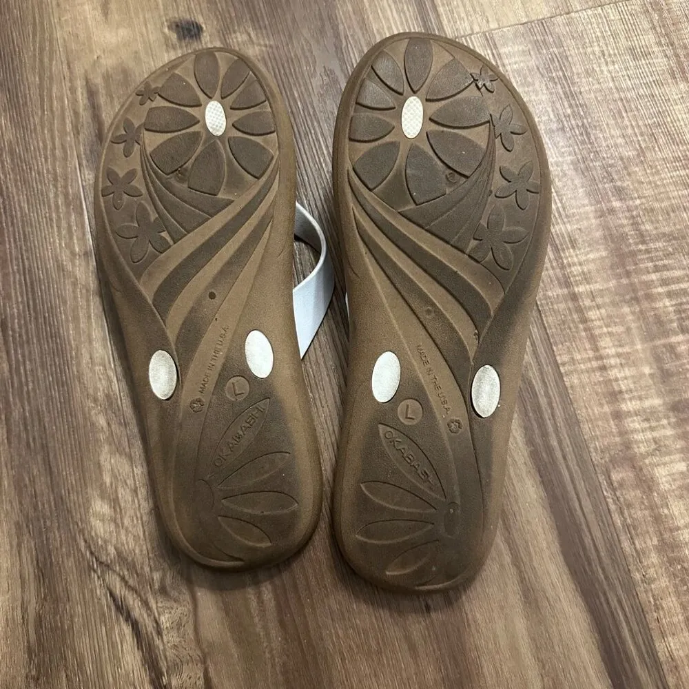 Okabashi Breeze White/Toffee flip flop Sz Large 9.5 - Image 8