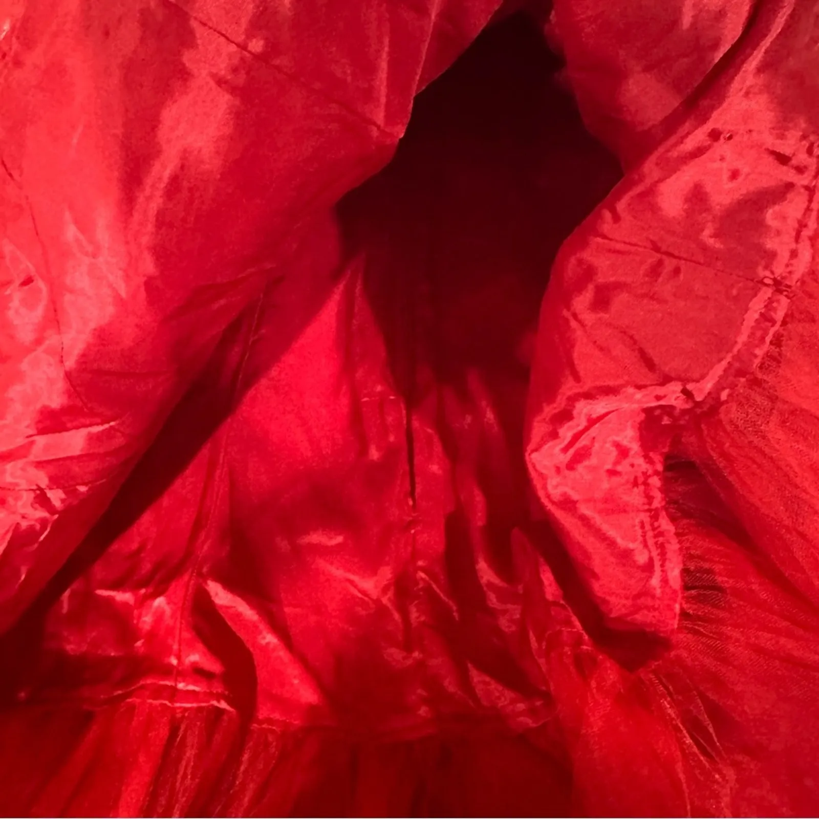 Vintage Gunne Sax Jessica McClintock Red Ruffle‎ Strapless Tulle Dress Size 1/2 - Image 5