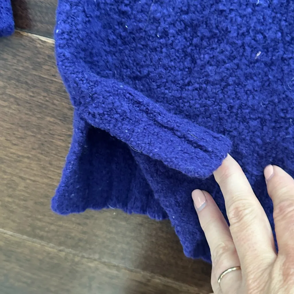 ANTHROPOLOGIE Moth Boucle Shoulder Cut Out Sweater Cobalt Blue Size Small - Image 6