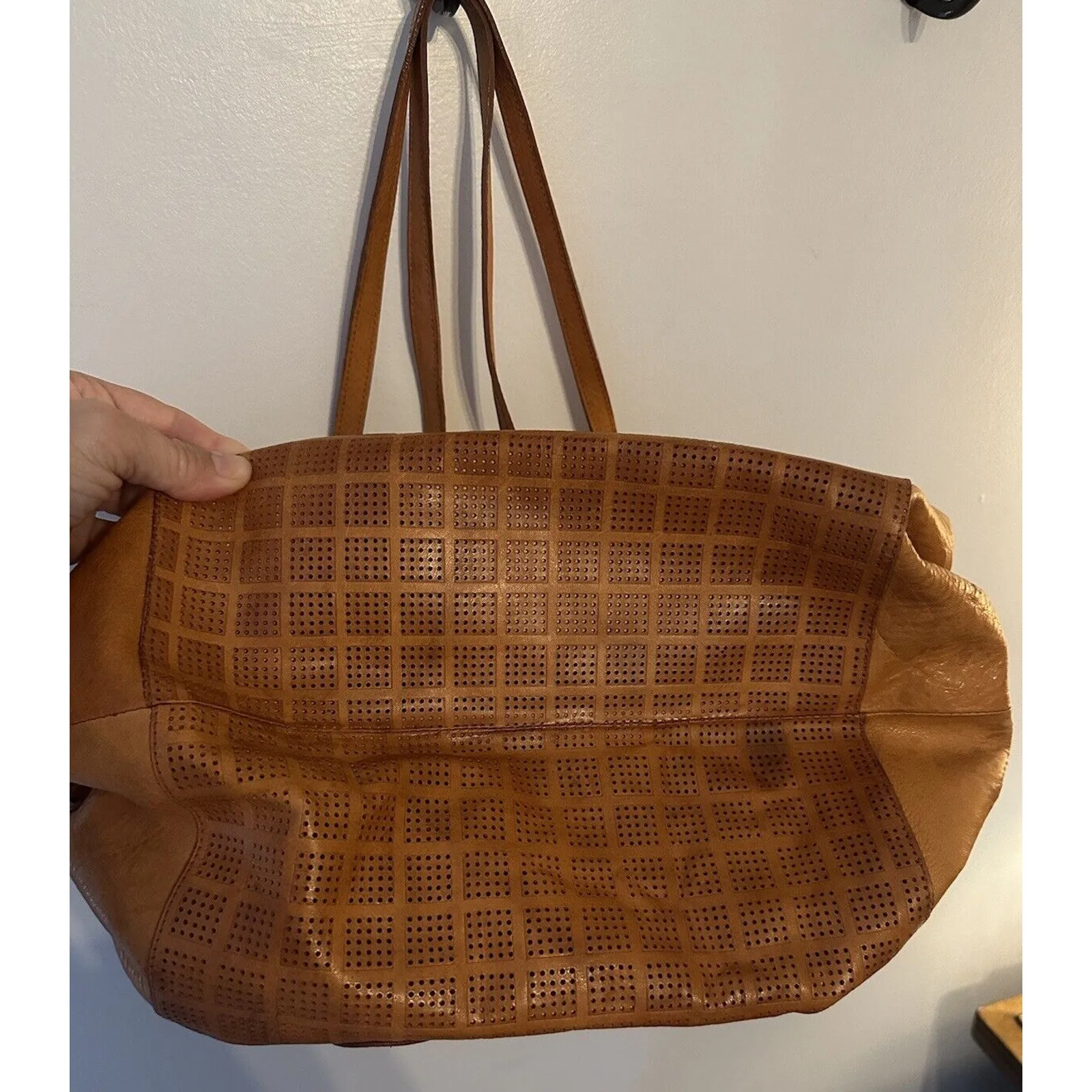 Earthbags Fred Salerno Perforated Brown Leather Purse Boho Shoulder Bag Vintage - Image 6