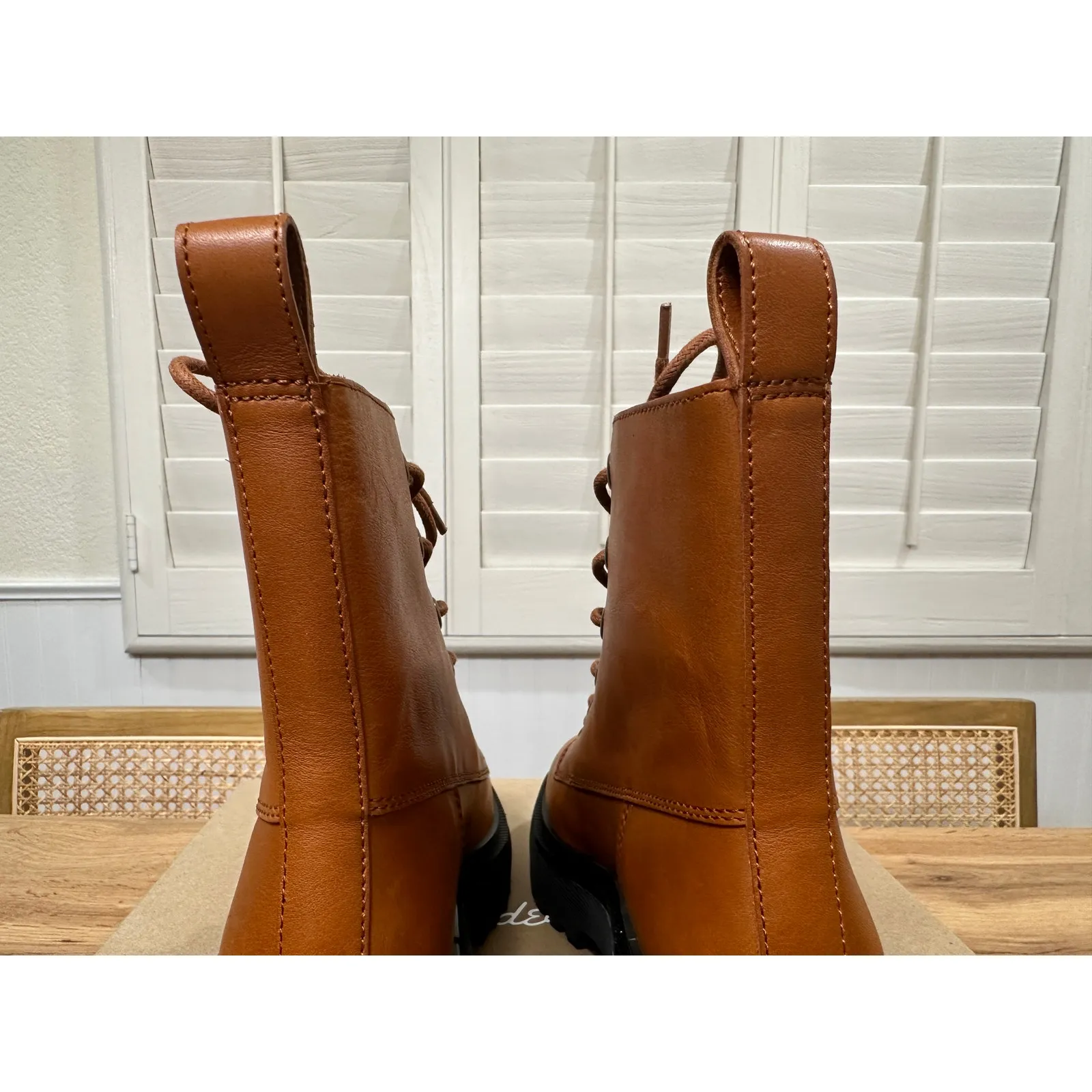 Madewell The Rayna Lace-Up Boot English Saddle Leather Size 5.5 NIB Combat Boot - Image 11