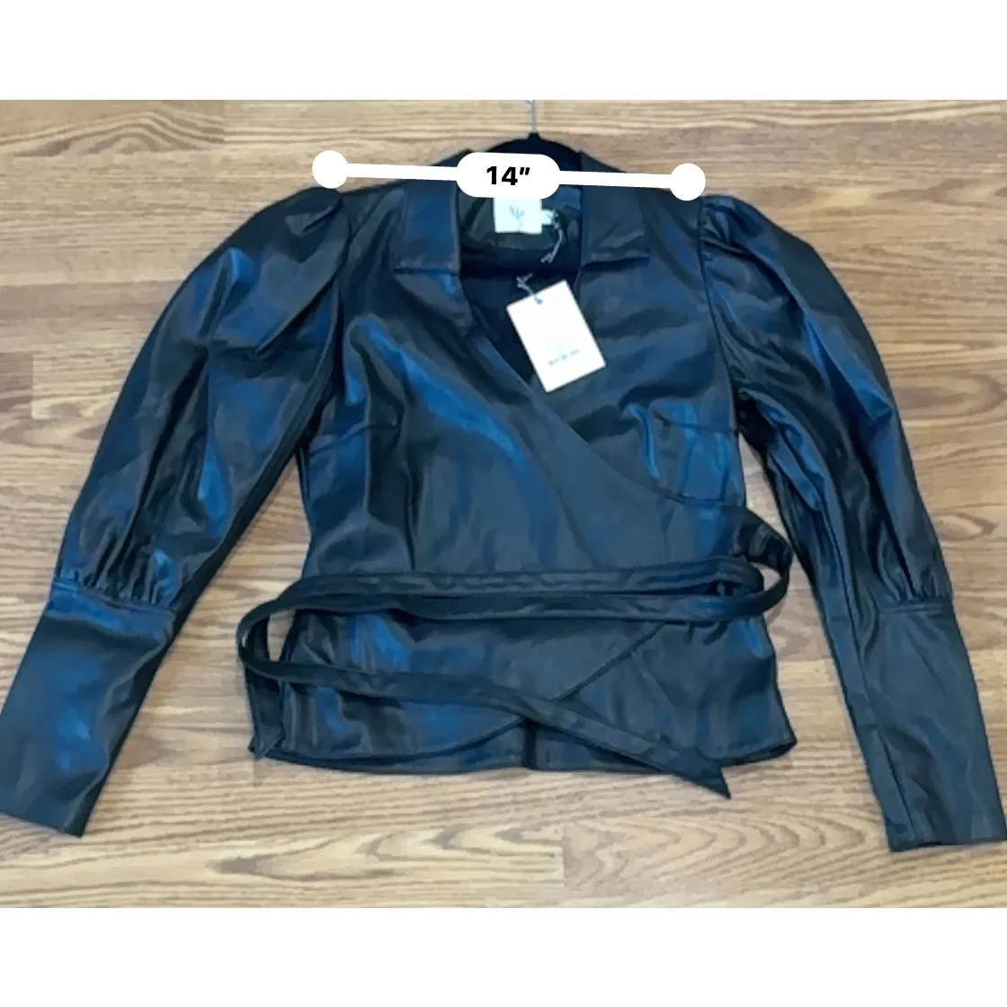 AJE. faux leather Idyllic Wrap Long sleeve Top in Color Black size 12 / Us 8 - Image 7