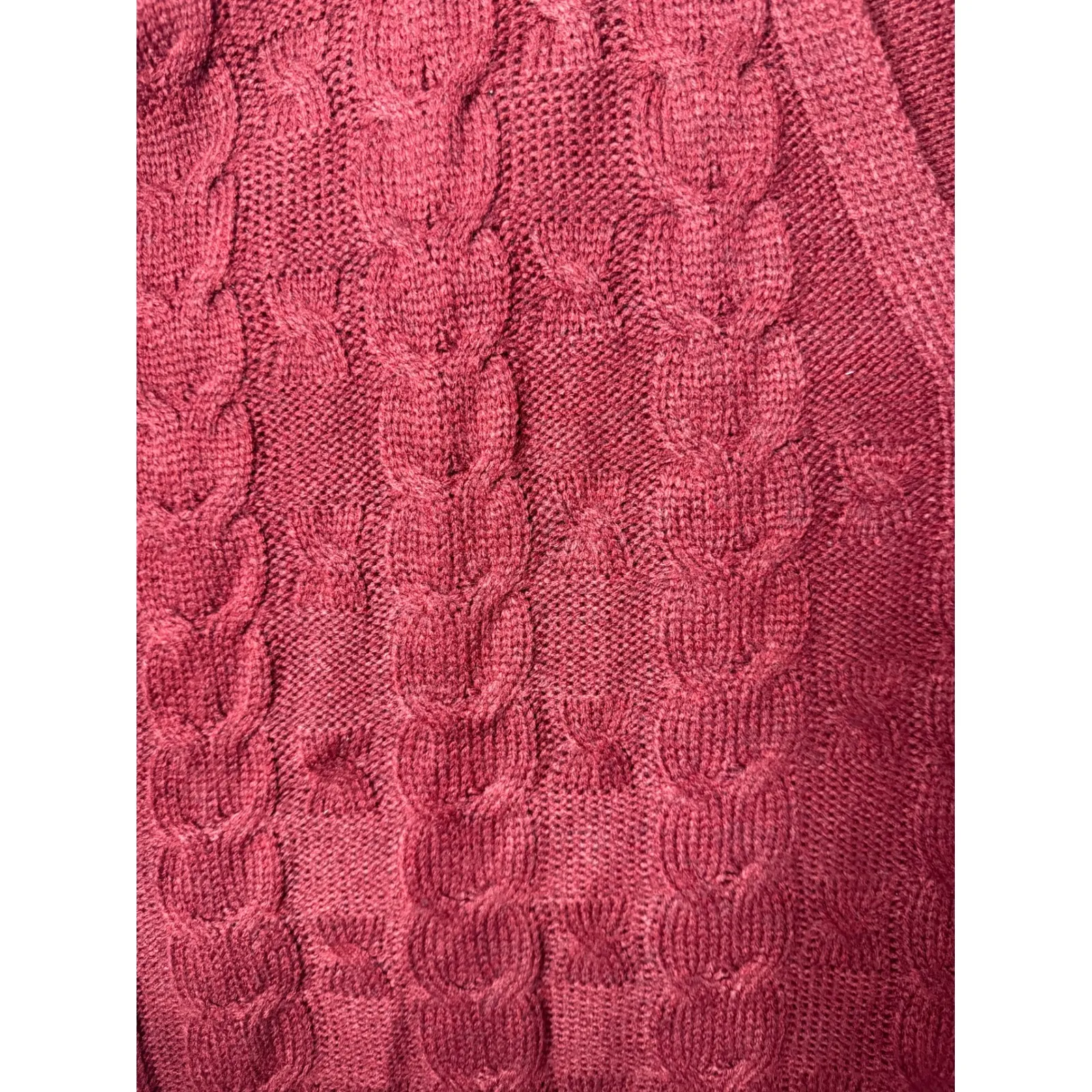 SONOMA Women Small/Medium Cable Knit V-Neck Sleeveless Burgundy Sweater Vest - Image 3