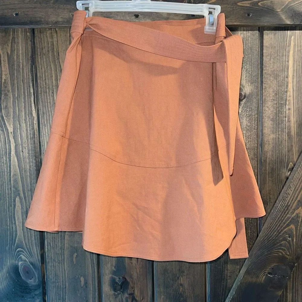 NWT A.L.C Adelaide Linen Blend Ruffle Wrap Skirt Brown Size 10 - Image 6