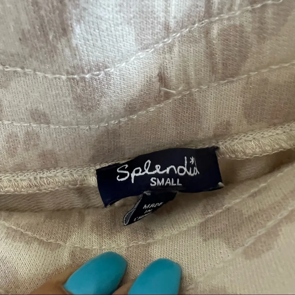 Splendid Neutral Leopard Print Lounge Pants Cozy Jogger Elastic Waist S - Image 9