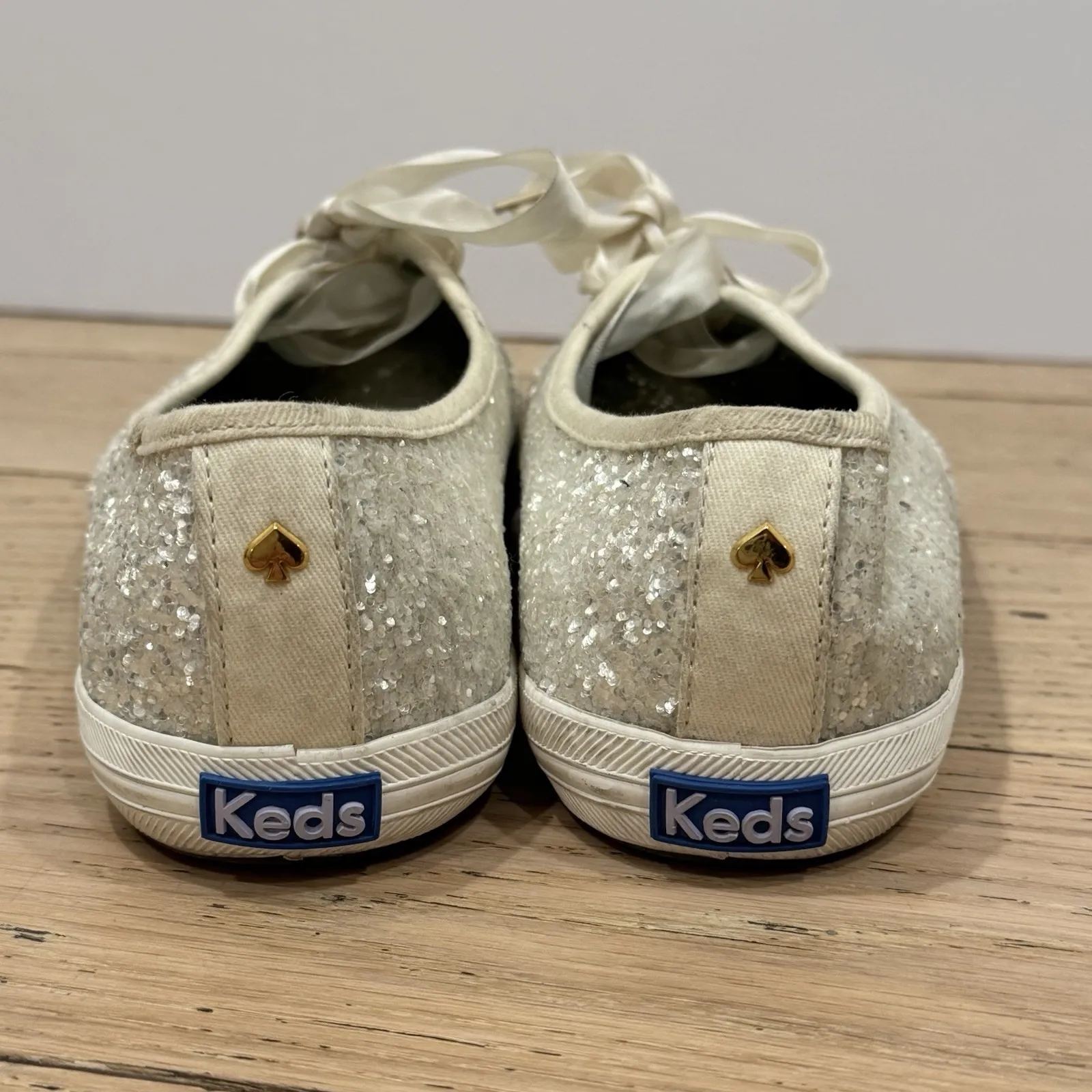 Keds Kate Spade Glitter Sequin White Sneakers Womens Size 9‎ Wedding Party Shoes - Image 5