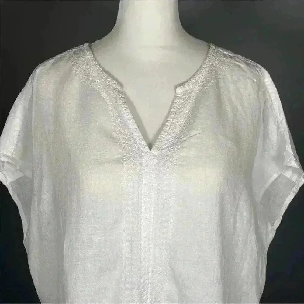 House of Harlow REVOLVE Linen Embroidered Top Medium White - Image 5