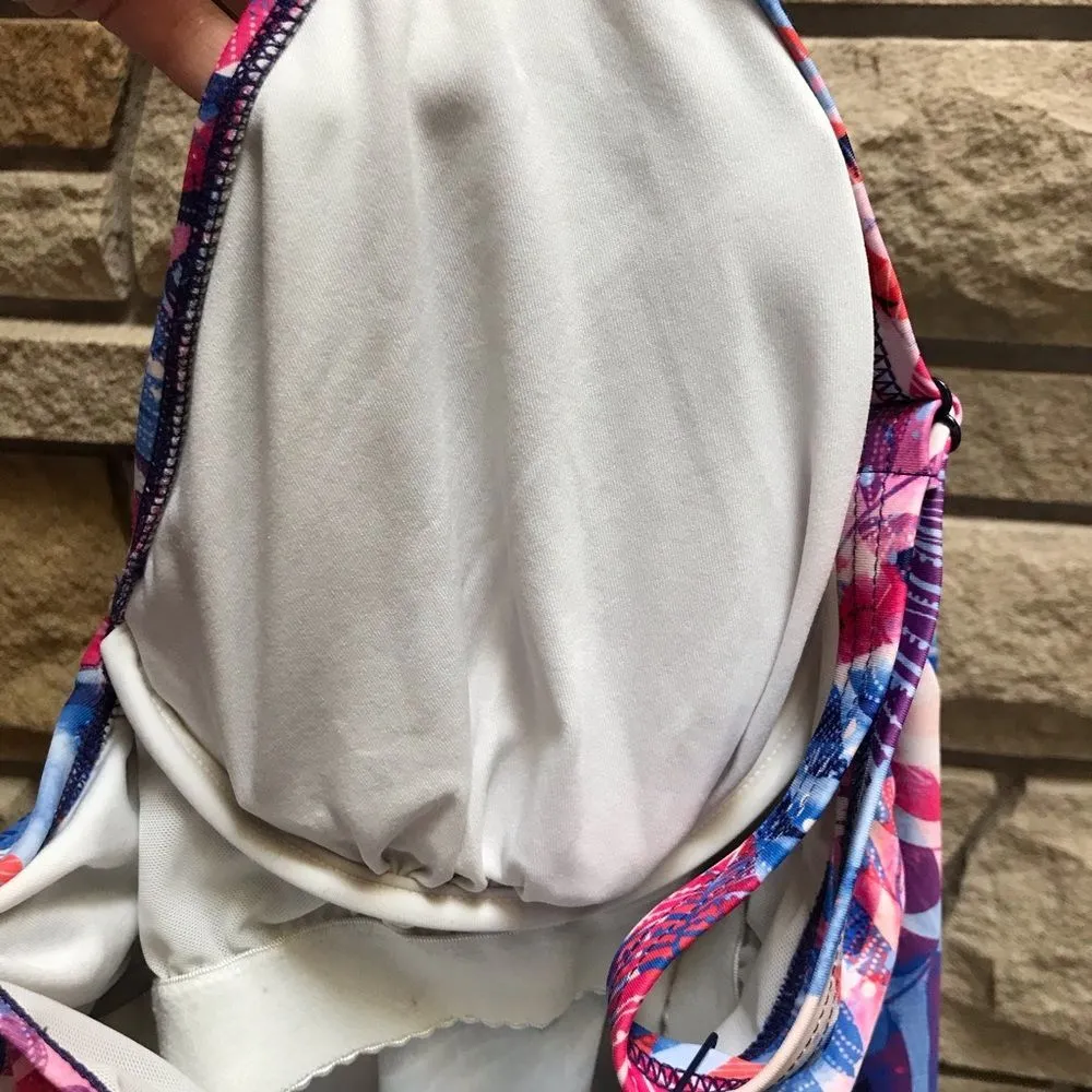 Swimsuits for All Flowy Tankini Swimsuit Top Pink tropical Print size 22 White - Image 5