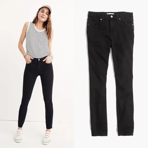 Madewell • High Riser Skinny Jeans faded black Lunar washed stretch denim - Image 2