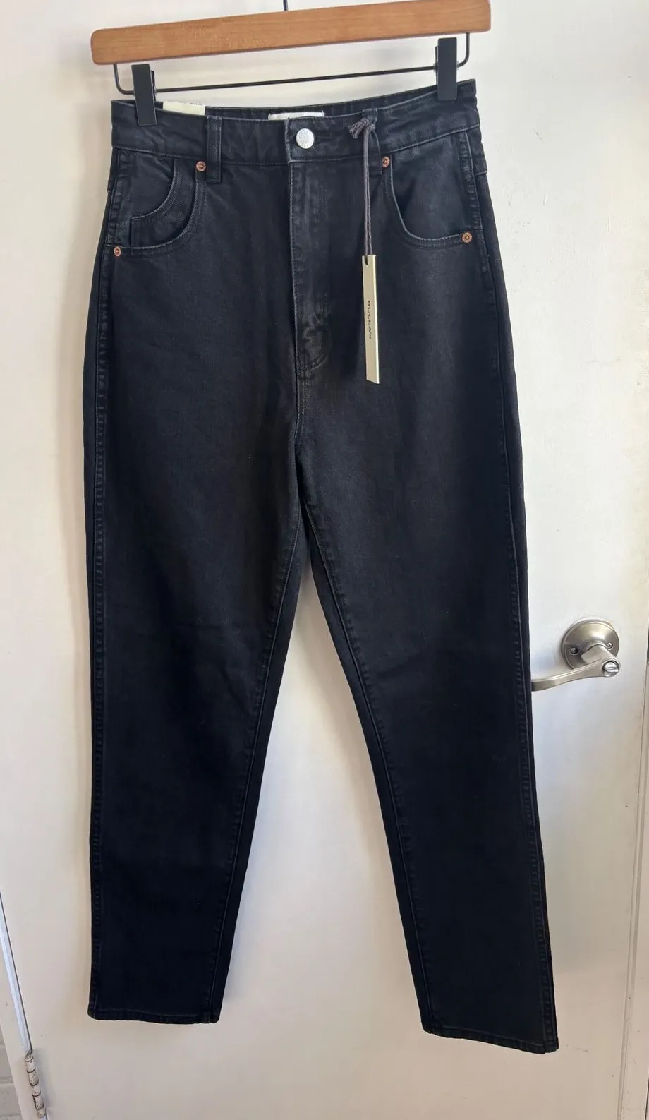 ROLLAS NWT Elle Super High Rise Relaxed Jeans 26 minimalist boho layered chic Black - Image 1