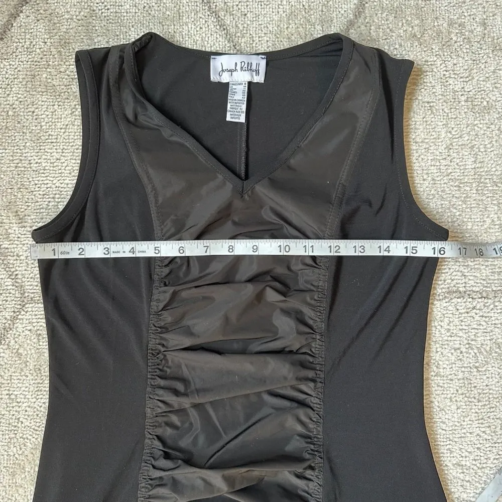 Joseph Ribkoff Black Sleeveless Ruched Front V-Neck Sheath Dress Sz 8 - Image 7