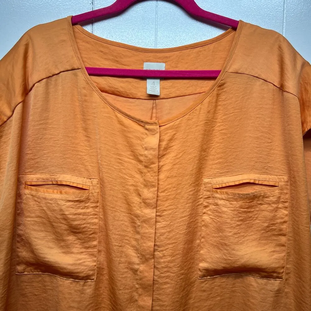 Chico's Flowy Fit Short Sleeve Orange Top Women's Size XL Lightweight - Image 3