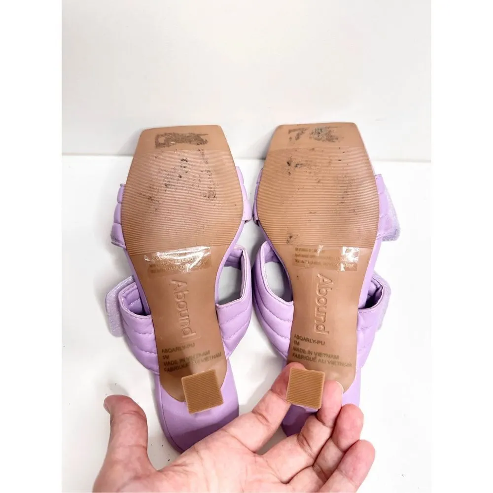 Abound Shoes Womens Size 6 Qarly Heeled Purple Square Toe Slip On Sandals - Image 9