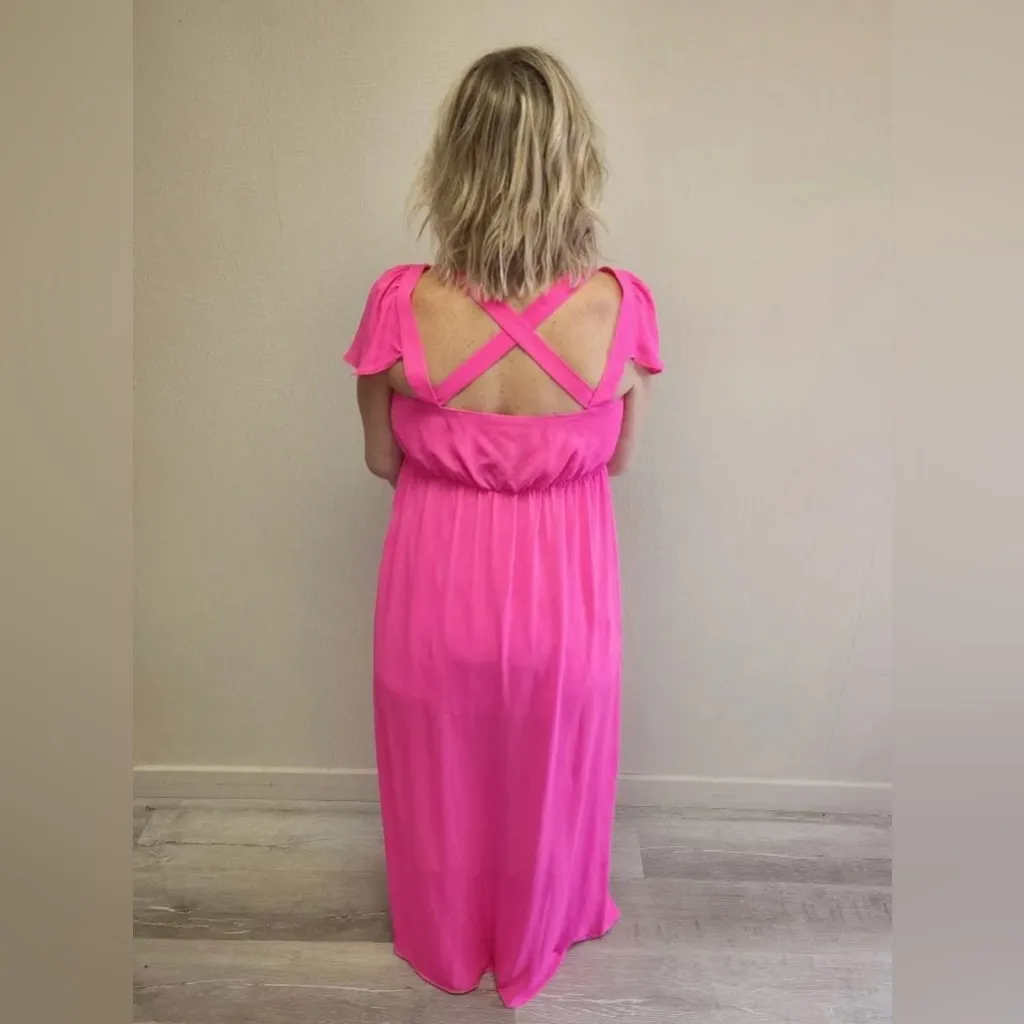 Gianni Bini Hot Pink Open Back Maxi Dress - Size L - Image 3