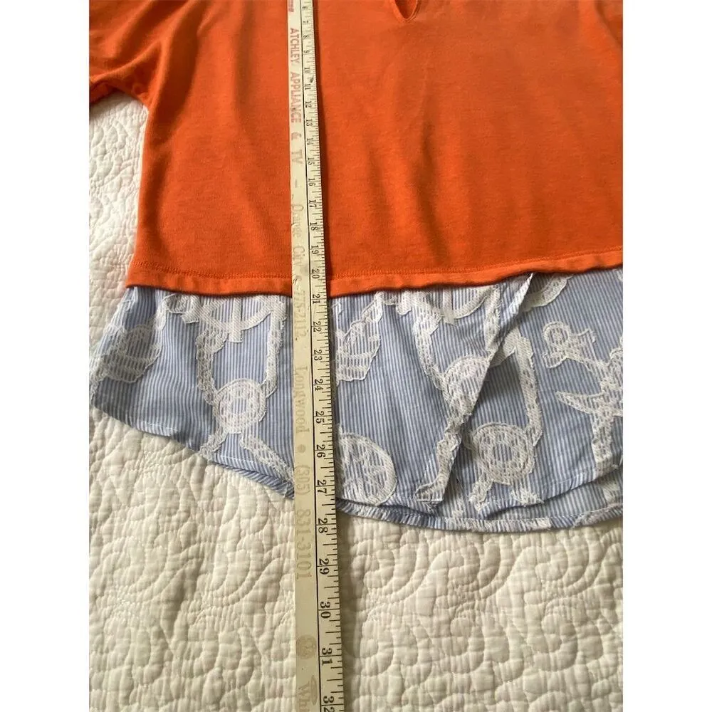 Democracy  Multicolor Seersucker Layered Top Medium 3/4 Sleeve​ - Image 13