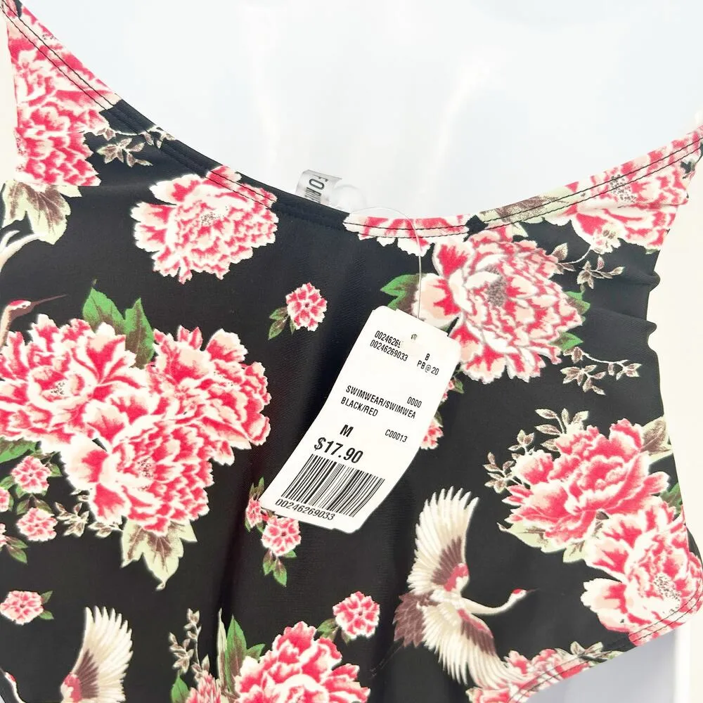 NWT Forever 21 Womens Beach Floral Bird Printed Halter One Piece Swimsuit Size M - Image 4