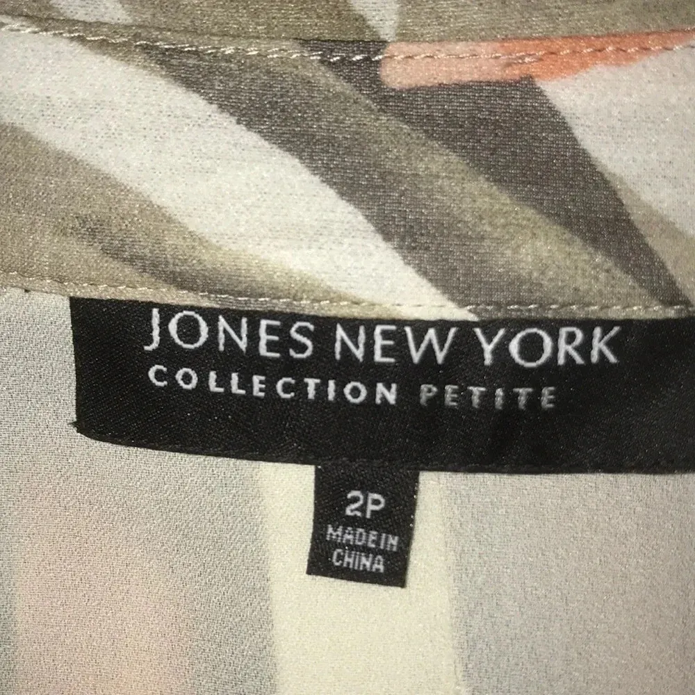 JONES NEW YORK COLLECTION silk semi-sheer long sleeve button up top NEW size 2P - Image 7