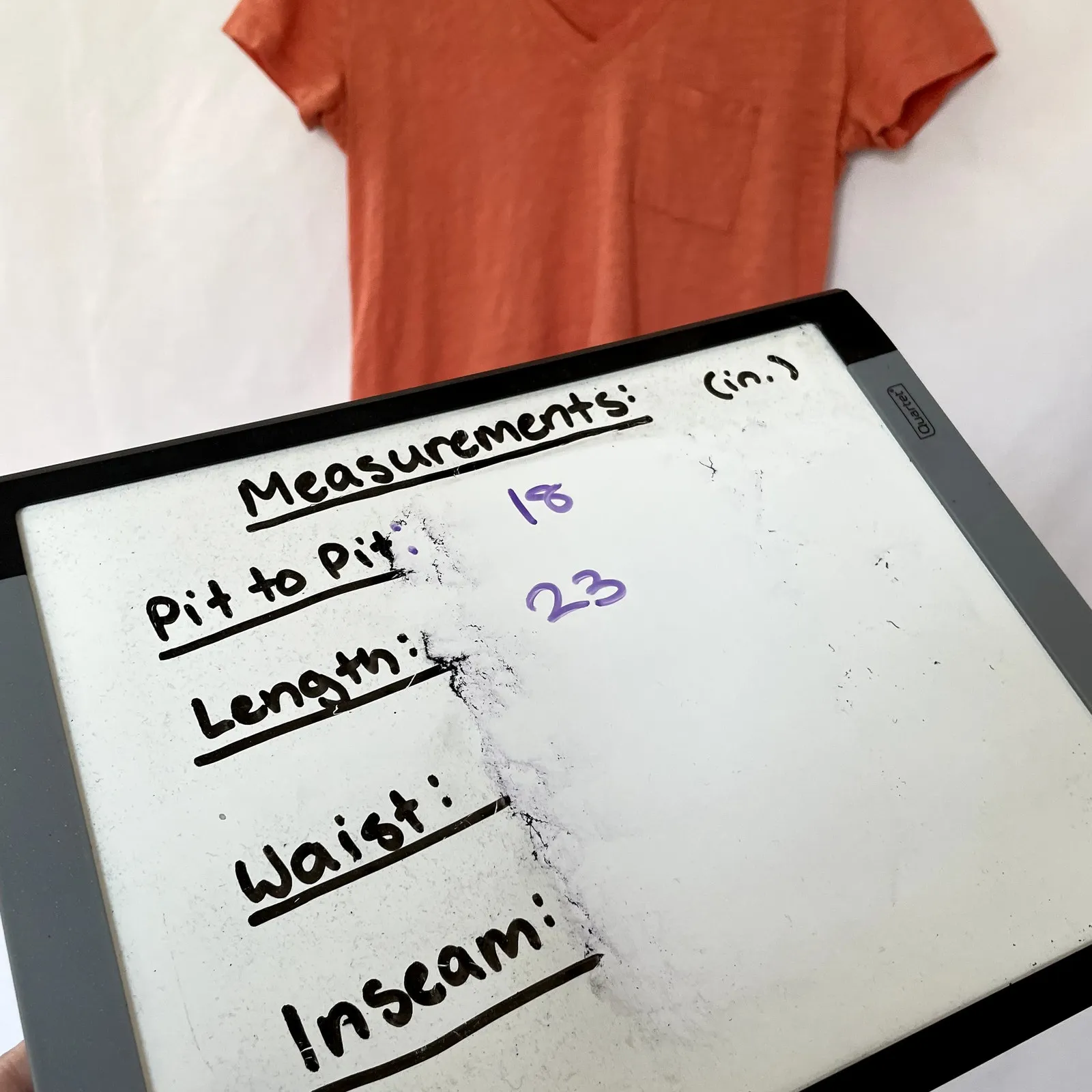 Madewell cotton peach orange v-neck retro t-shirt front pocket women's size S - Image 5