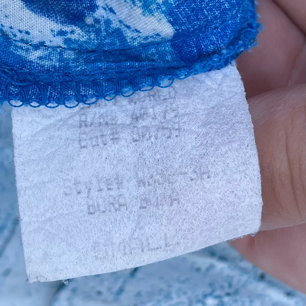 jams world womens dress blue floral doodle ruffled hem waist tie vintage small - Image 14