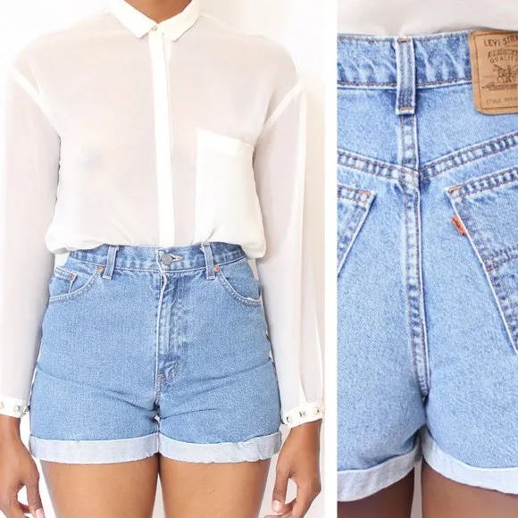 vintage  852 cuffed jean shorts - Image 5