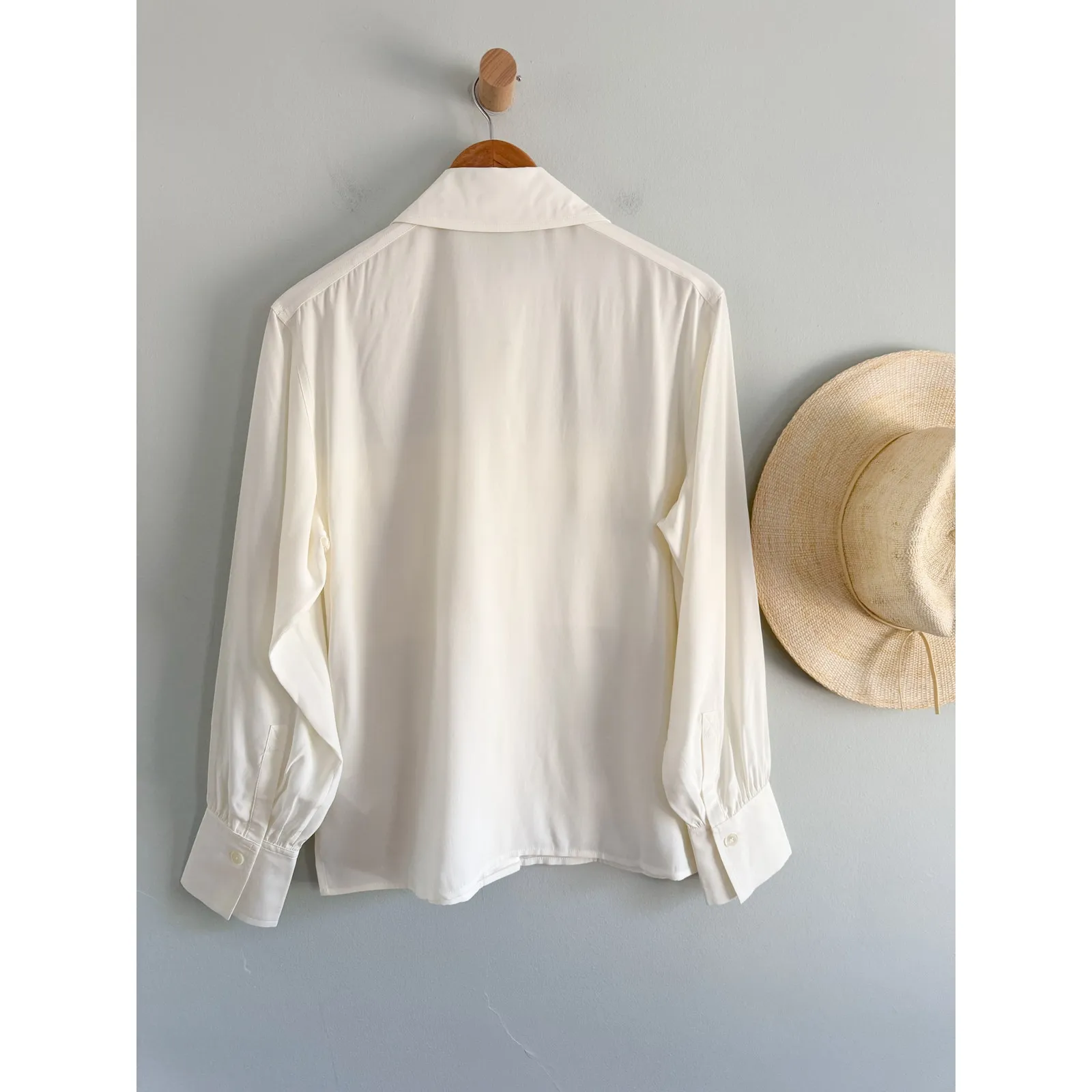 Madewell | NWT Silk Utility-Pocket Button-Up Shirt in Winter White | Sz S - Image 13