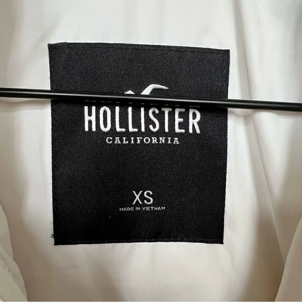 Hollister Cream Sherpa Bomber Jacket Full Zip with Snaps Size XS Off White - Image 5