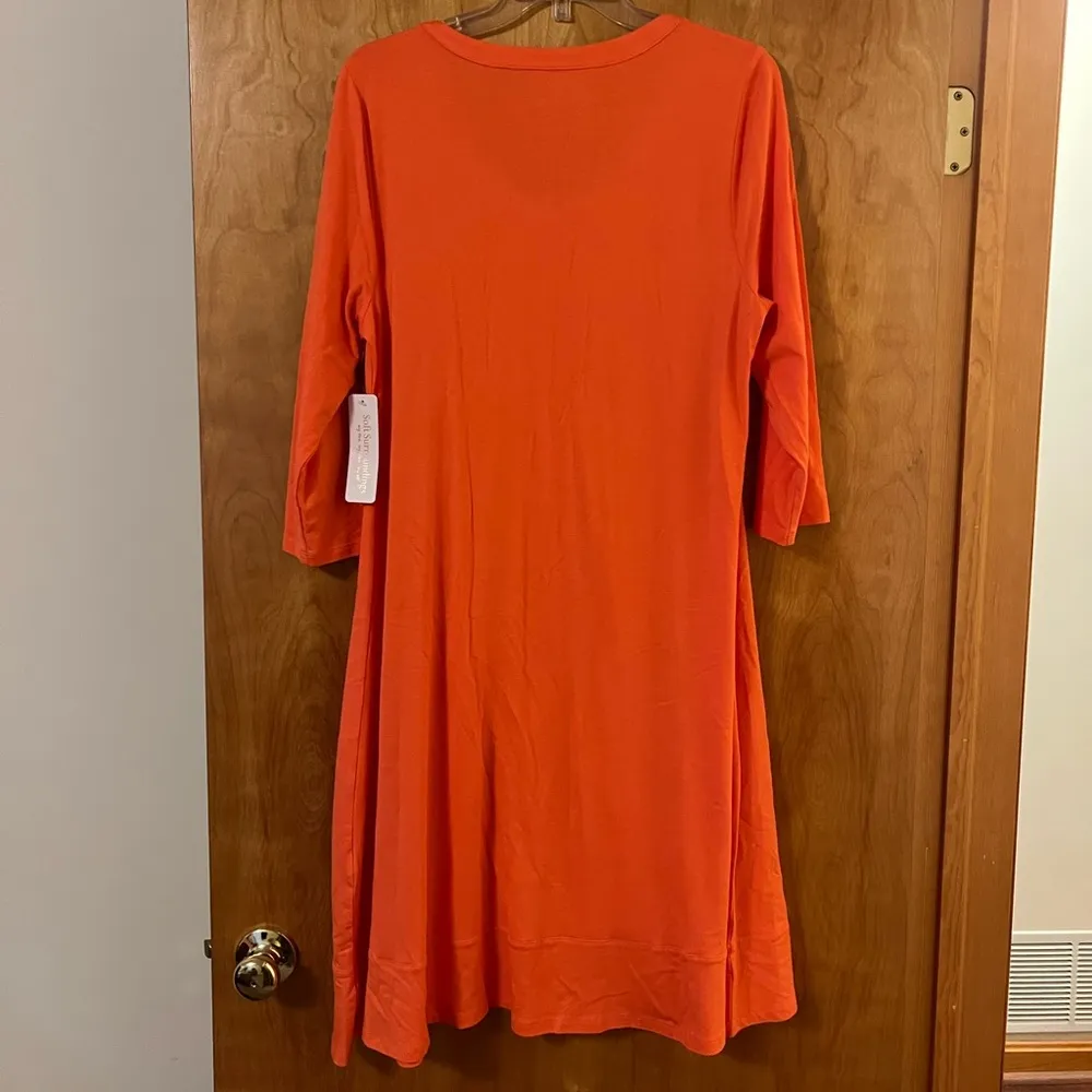 Soft Surroundings Bonnie Dress Hot Coral Orange NWT Women’s Size Large 14-16 - Image 4