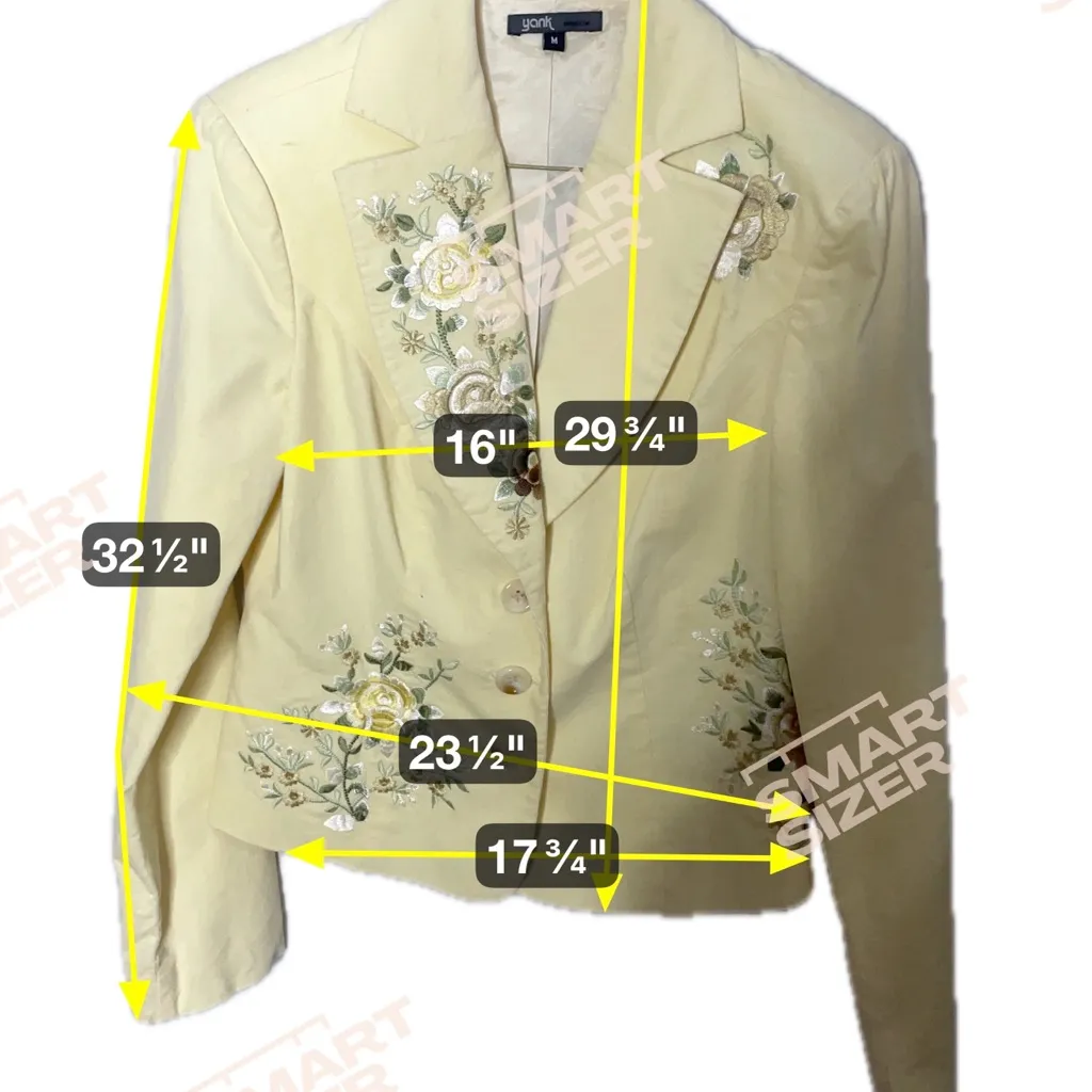 Yank Sz M Women's Yellow Floral Heavy Embroidered‎ Jacket Lined Y2K Cottagecore. Size M - Image 7