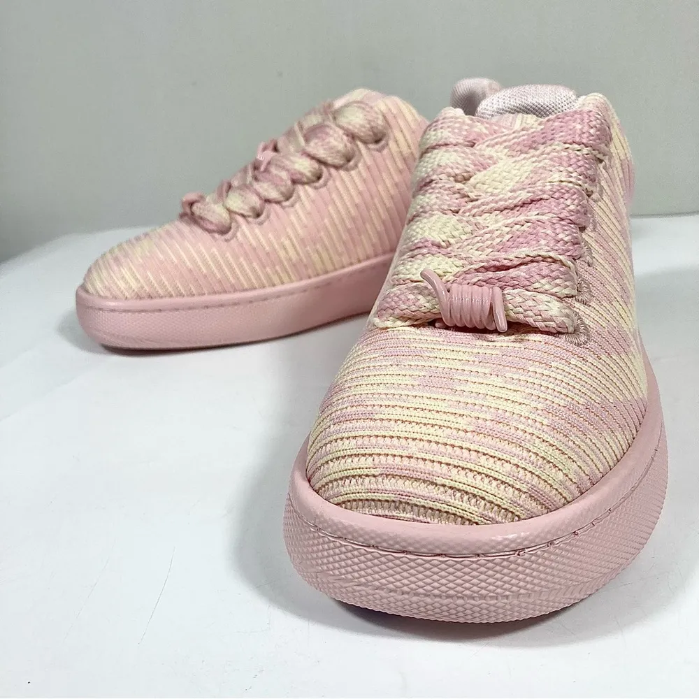 Burberry Knit Low Top Sneakers Cameo Pink Check Size 38 5 UK 8 US NEW - Image 13