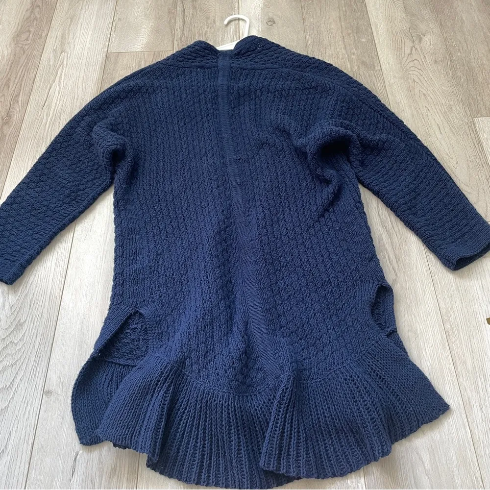 Guinevere Anthropologie Cardigan cable knit womens Navy Blue (xsmall) fisherman - Image 4