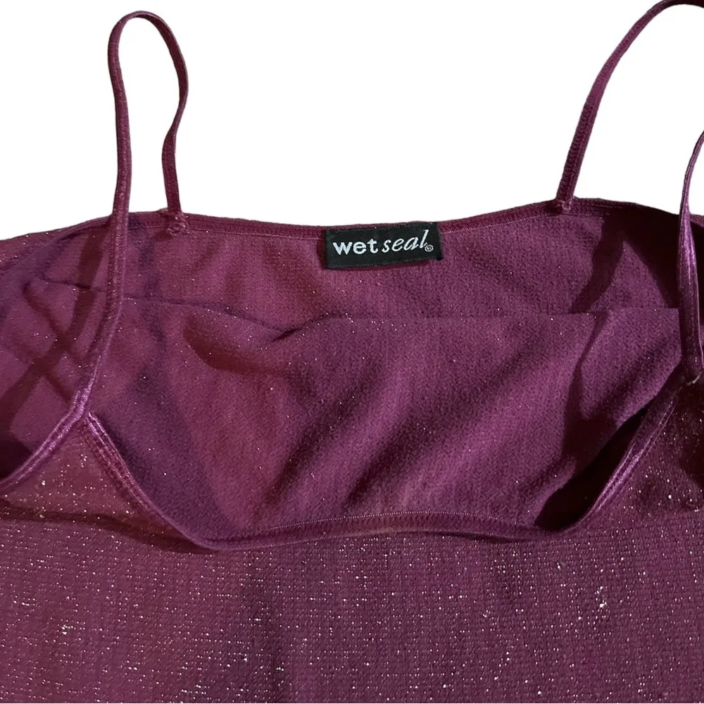 Maroon/Purple Wet Seal Tank Top with Gold Glitter - Image 3