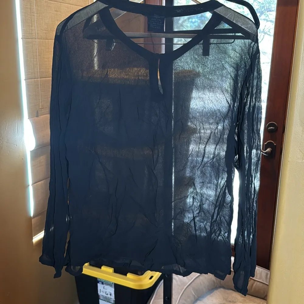 Vintage Karma Highway Black Embroidered Sheer Top Made in India Size XL - Image 8