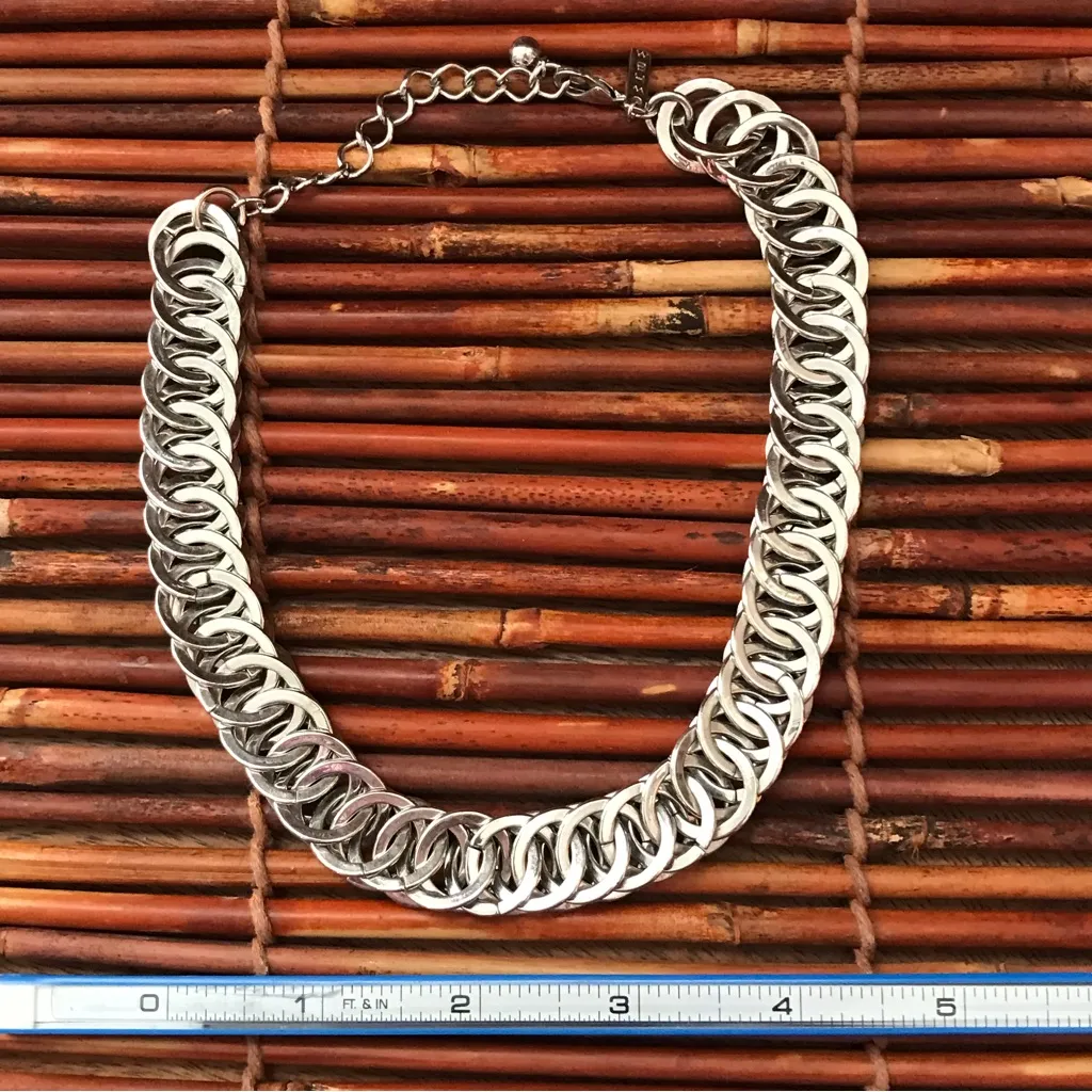 White House Black Market Large Link Silver Choker Necklace - Image 7