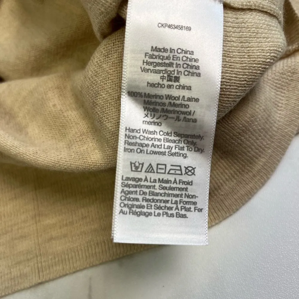 NWT Madewell Heathered Oatmeal Open Polo vneck merino wool sweater size medium - Image 5