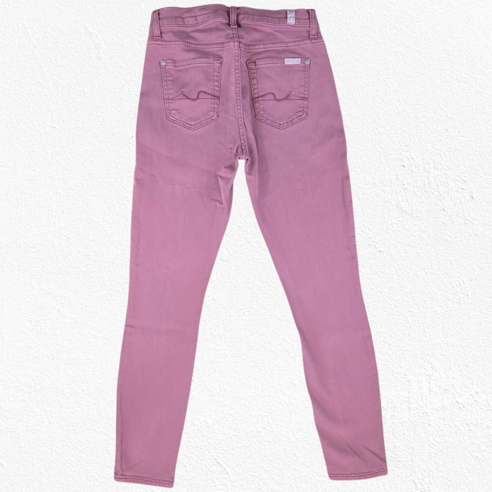 7 for all mankind Mauve Pink High Waisted Ankle Color Skinny 7FAM Jeans Size 26 - Image 8