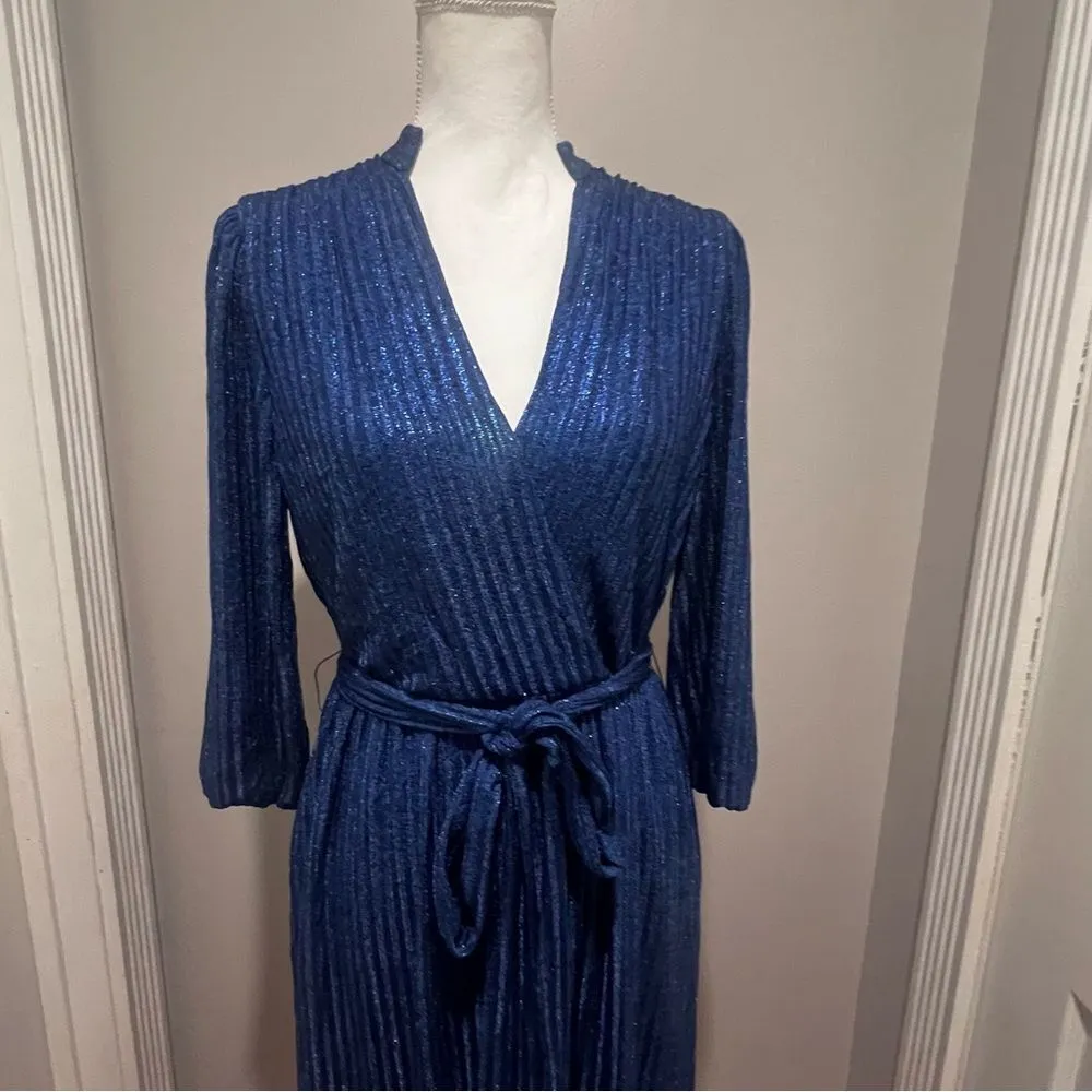 Alice and Olivia Katina Metallic Faux-Wrap Dress womens size 6 - Image 8