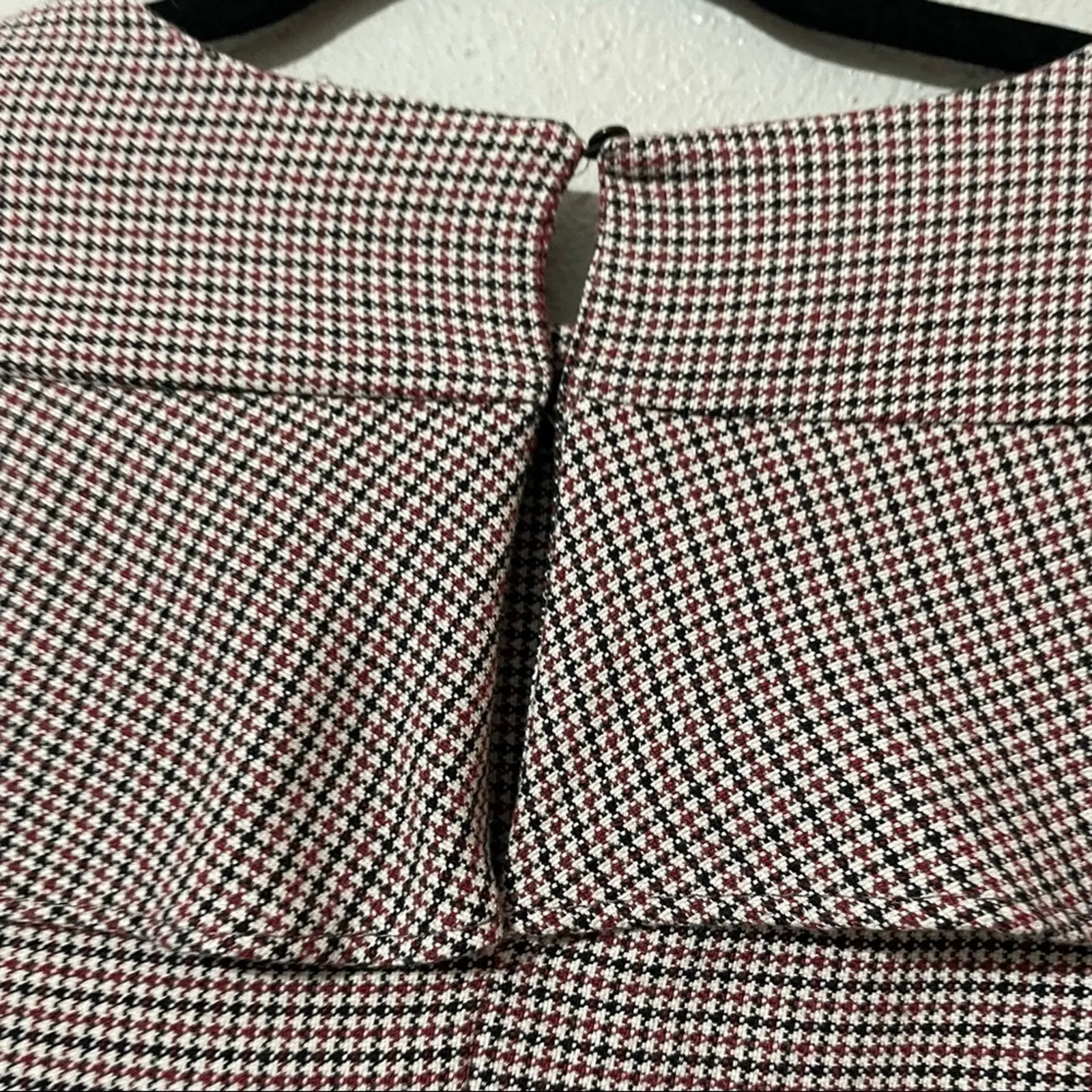 Zara Black White Red Plaid Ruffled Back Mini Shift Dress XS Academia Fall Preppy - Image 5