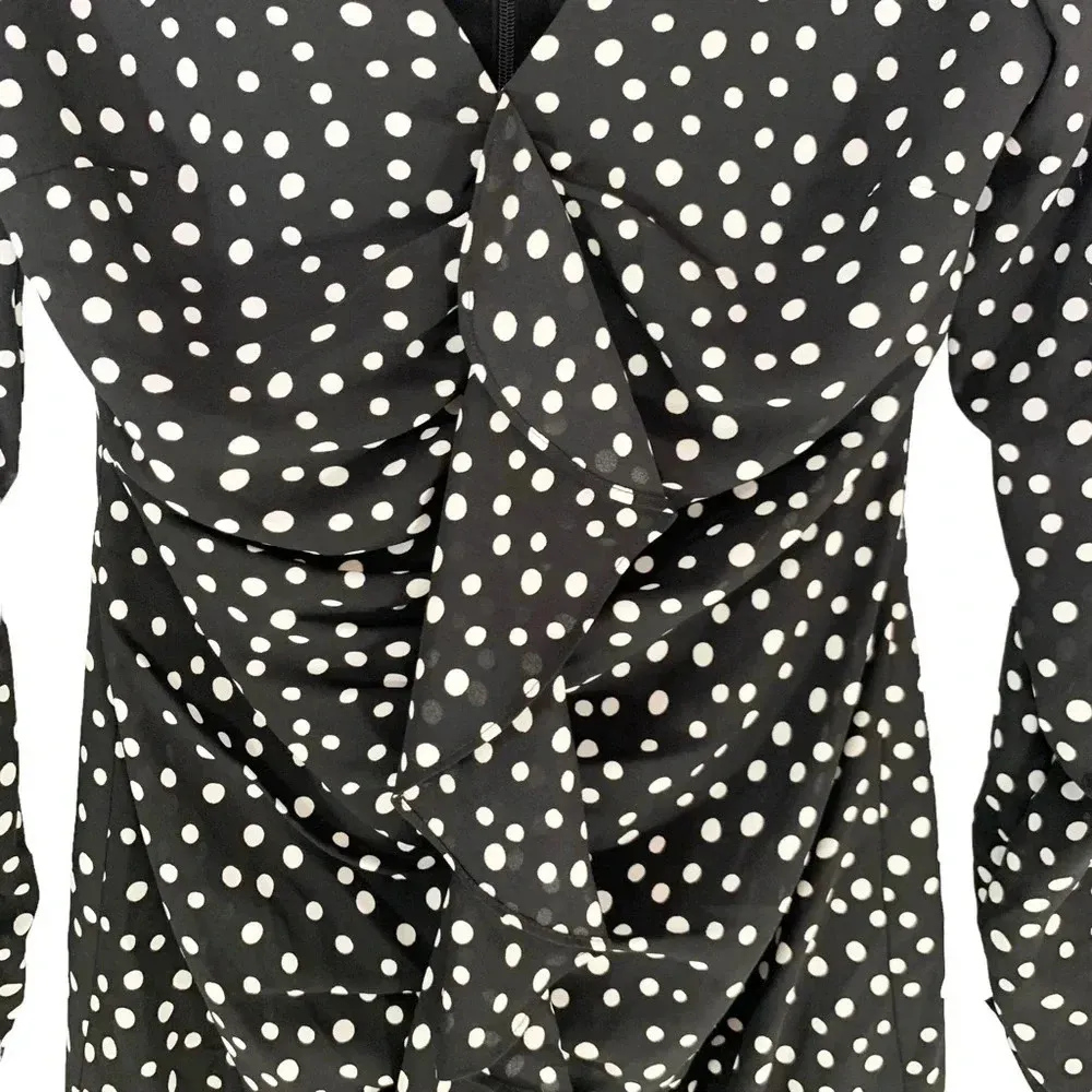 Likely Corinne Ruffle Front Polka Dot Mini Dress Black Size 00 NWT - Image 8